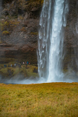 Kvernufoss a 30-meters high waterfall accessible via a rugged hiking trail in Iceland