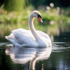 swan on the lake. Generative AI