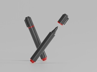 Marker 3d illustration with background 