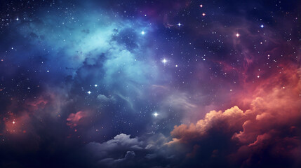 Fototapeta na wymiar Colorful night sky with stars and nebula
