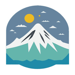 Mountain icon vector illustration, nature cartoon illustration, flat 2D icon in pastel colors, travel illustration.