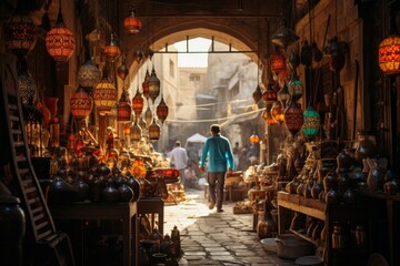 Traditional arab market bustling, Generative AI - obrazy, fototapety, plakaty