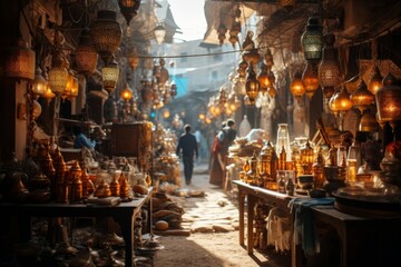 Traditional arab market bustling, Generative AI