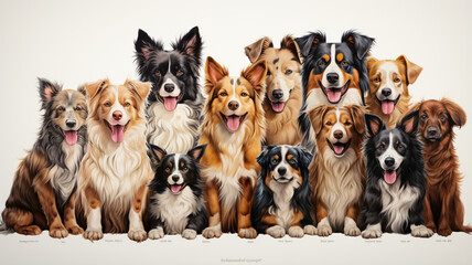 Fototapeta premium group of dog breeds on white background