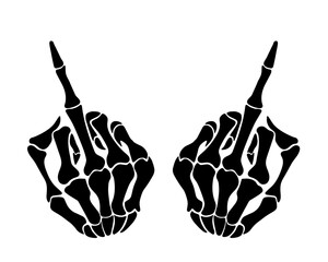 Two hands of skeleton middle finger gesture vector - 647174608