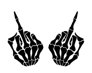 Two hands of skeleton middle finger gesture vector - 647174609