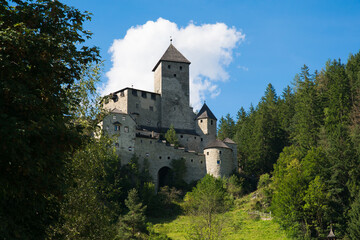 Fototapeta na wymiar Panoramic view of Castle Taufers in Campo Tures. Valle Aurina near Brunico, South Tyrol in Italy.