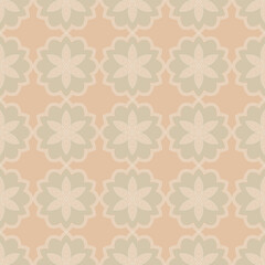 Fototapeta premium Decorative seamless pattern with ornamental and flowers. The ornament. Abstract texture designs can be used for backgrounds, motifs, textile, wallpapers, fabrics, gift wrapping, templates. Vector.