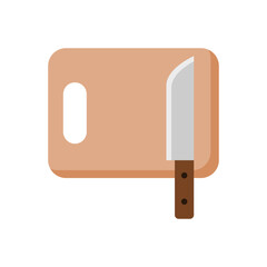 knife with cutting board kitchen icon flatvector design