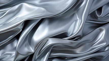 Abstract silver colored background, elegant waving luxury fabric.