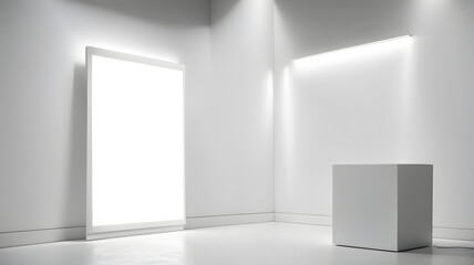 A blank white mockup, illuminated by a bright light