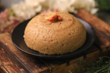 indian famous sweet halwa closeup with sekective focus and blur
