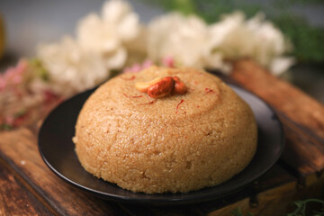 indian famous sweet halwa closeup with sekective focus and blur