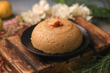 indian famous sweet halwa closeup with sekective focus and blur