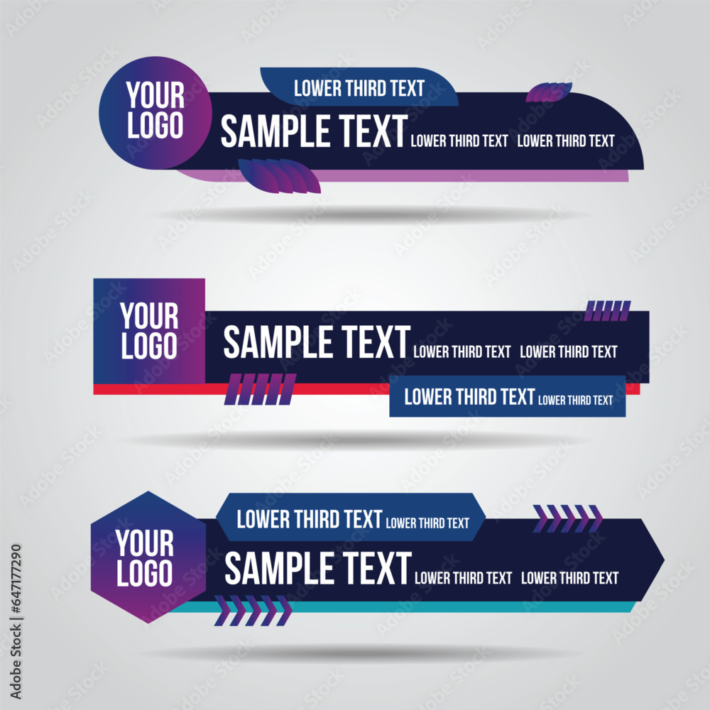 Poster lower third white and colorful design template modern contemporary.set of banners bar screen broadca
