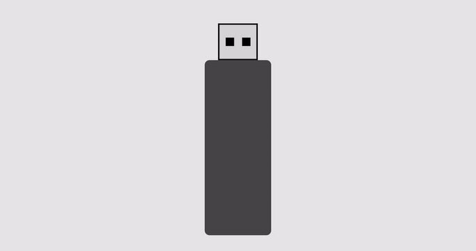USB flash drive or Pen drive icon motion graphic animation in 4k - Alpha Channel. Pen drive icon animation.