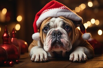 cute dog with christmas hat