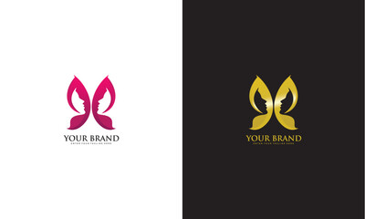 Beautiful face butterfly logo, vector graphic design