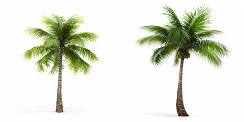 Obraz premium Captured in isolation against a white canvas, behold the coconut palm tree, a quintessential tropical specimen