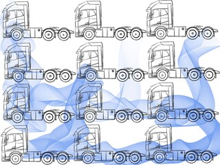 Logistic illustration, interesting trucks transport interesting and important sings