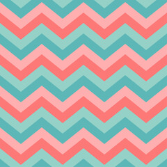 seamless pattern, pink and blue color palette in vintage colors, zigzag pattern, vector illustration