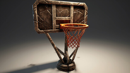 Fototapeta na wymiar Basketball hoop used and aged in outdoors scene 