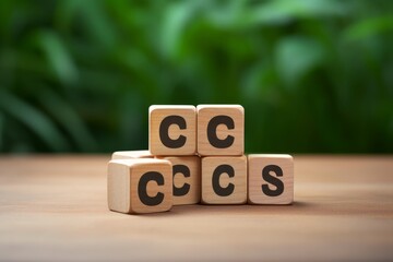 CCS acronym for Carbon Capture Storage words CCS on a wood block on the environmental background. Net zero action concept. Save energy, green energy, reduce carbon footprint, carbon, Generative AI