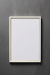 A picture frame hanging on a wall. Imaginary photorealistic frame mockup.