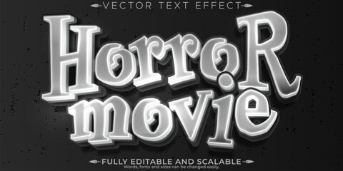 Horror movie retro text effect, editable vintage and scary text style