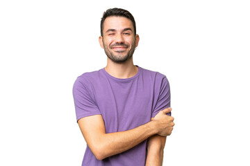 Obraz premium Young handsome caucasian man over isolated background laughing