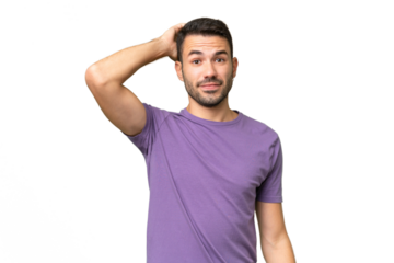 Young handsome caucasian man over isolated background with an expression of frustration and not understanding
