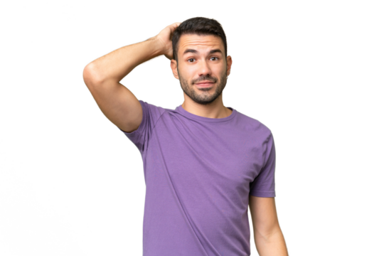 Young handsome caucasian man over isolated background with an expression of frustration and not understanding
