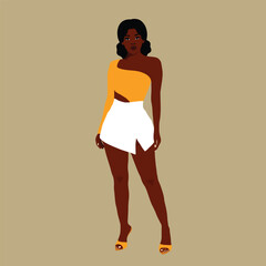 Beautiful black woman in elegant art style vector