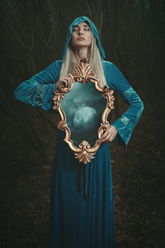 Moon inside a magical mirror