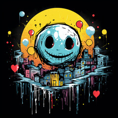 cute moon graffity style design