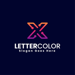 Vector Logo Illustration Letter X Gradient Colorful Style
