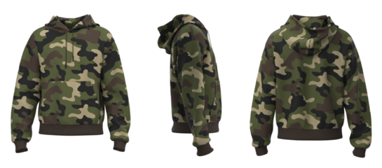 Hoodie jacket mockup. Camouflage Hoodie