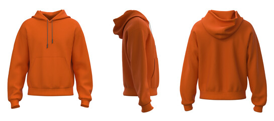 Hoodie jacket mockup. Orange hoodie