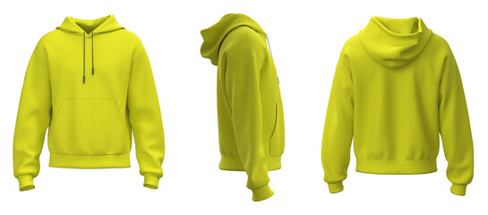 Hoodie jacket mockup. Yellow hoodie