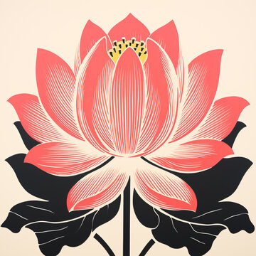 Lotus Wall Art Room Wall Decoration minimalist line style Plant Walls Artwork for Bathroom Living Room Home Decor