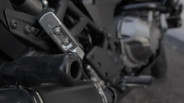 Street motorcycle's engine closeup b roll