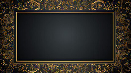 Elegant background with gold frame on decorative pattern