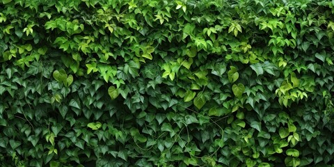 Obraz premium Nature embrace. Wall in full bloom. Summer green symphony. Lush ivy hedge. Tapestry of leaves. Nature art