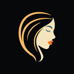 Fashion and Hair Beauty woman face salon silhouette logo vector design