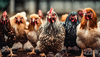 Group of Chickens Posing for the Camera - Farm Life