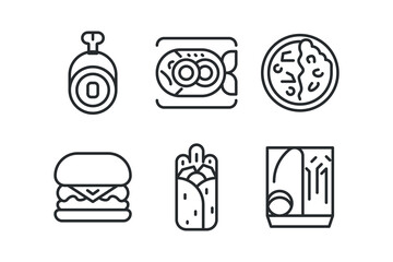 Food line icon set. Vector. EPS 10