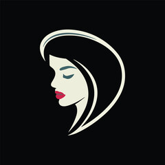 Fashion and Hair Beauty woman face salon silhouette logo vector design