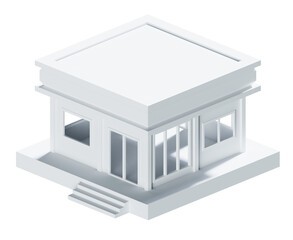 White building isometric. 3d rendering.