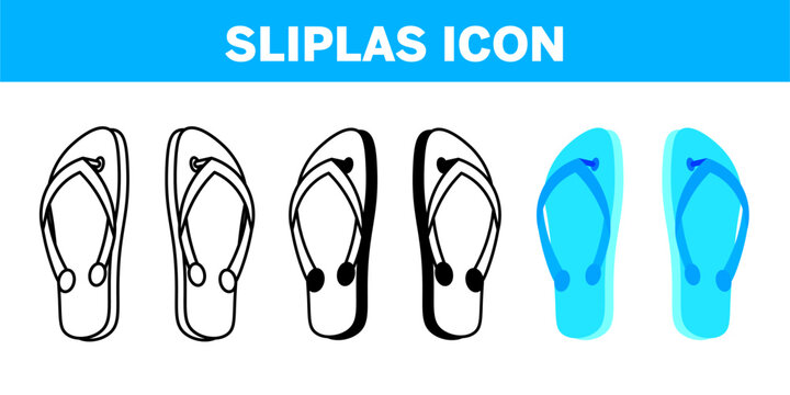 VECTOR SLIPPERS ICON IN STROKE AND FILL AND COLOR VERSION
