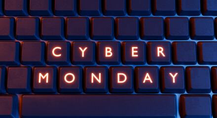 CYBER MONDAY illuminated letters on a computer keyboard